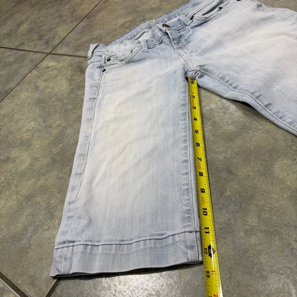 7 For All Mankind Sz 25 Dojo Bermuda Jeans Denim Shorts Light Wash Y2K Preppy - Picture 10 of 11